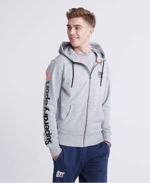 Superdry Core Sport Cipzár Férfi Kapucnis Pulóver Szürke | WGKPV0926